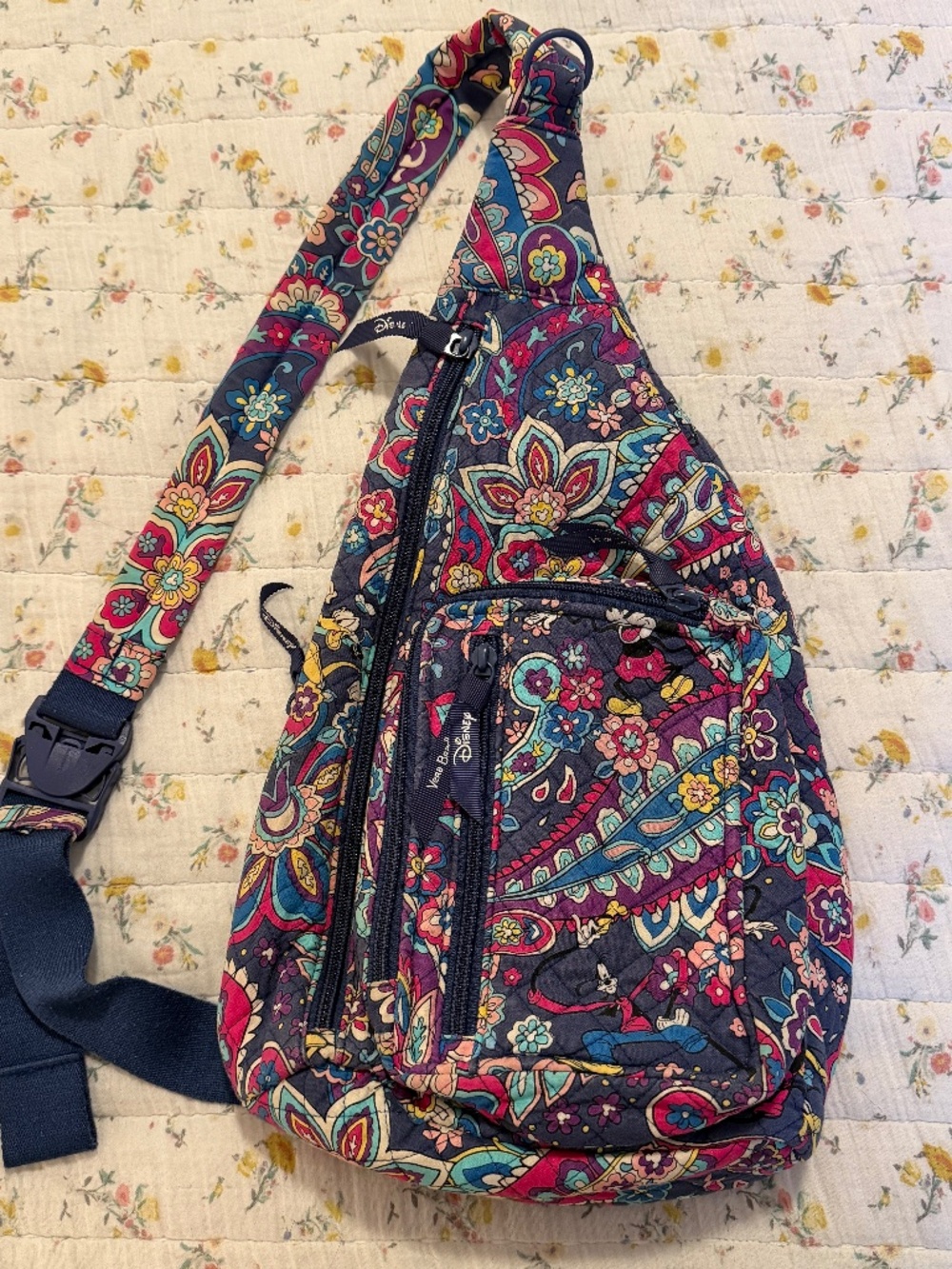 Disney Vera Bradley Sensational Six Paisley Sling Backpack Quilted Crossbody